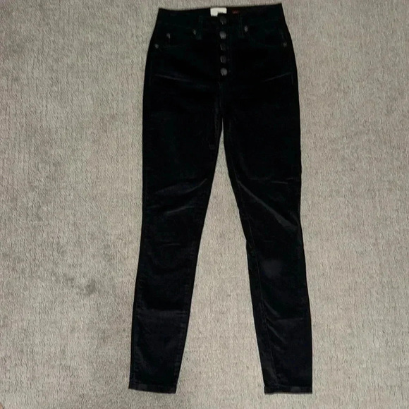 Alice + Olivia Denim - Alice and Olivia Black Velvet Skinny Jeans High Rise Sz 24 Designer Trendy Women
